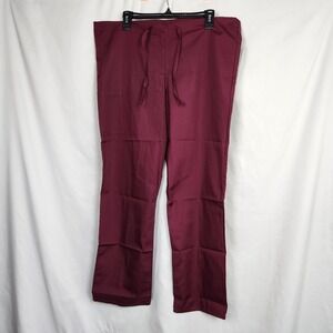 NWT Scrub Zone by Landau Unisex Scrub Pants Straight Leg Drawstring Wine Sz S